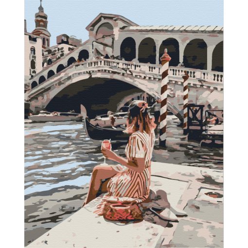 Ein Drink in Venedig - Malen-nach-Zahlen-Set auf Keilrahmen 40x50