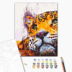   Leopard Aquarell - Malen-nach-Zahlen-Set auf Keilrahmen 40x50