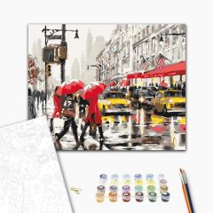   Regnerisches Amerika - Malen-nach-Zahlen-Set auf Keilrahmen 40x50