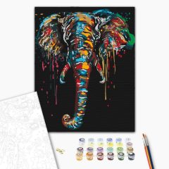   Gemalter Elefant - Malen-nach-Zahlen-Set auf Keilrahmen 40x50