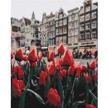Tulpen in Amsterdam - Malen-nach-Zahlen-Set auf Keilrahmen 40x50