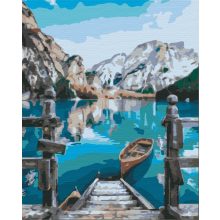 Boot auf dem See - Malen-nach-Zahlen-Set auf Keilrahmen 40x50