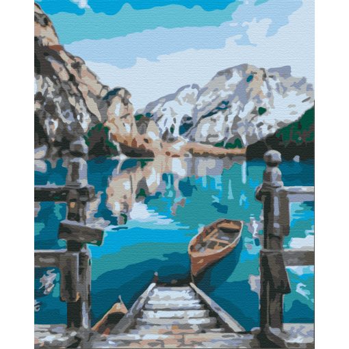 Boot auf dem See - Malen-nach-Zahlen-Set auf Keilrahmen 40x50