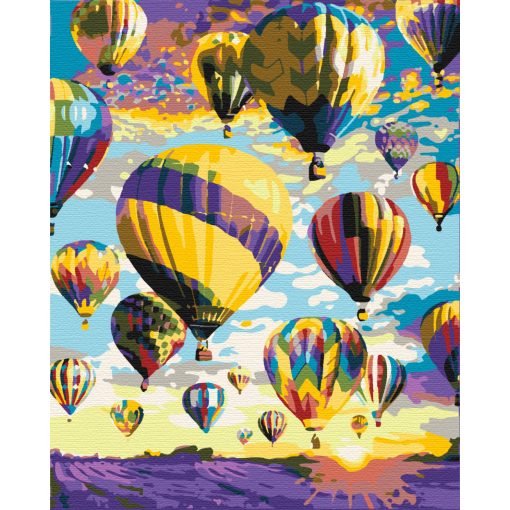 Luftballons in den Wolken - Malen-nach-Zahlen-Set auf Keilrahmen 40x50