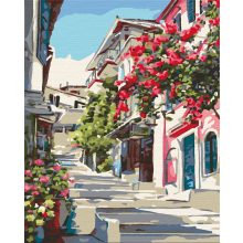 Griechische Gasse - Malen-nach-Zahlen-Set auf Keilrahmen 40x50