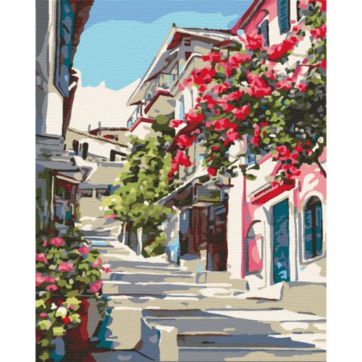 Griechische Gasse - Malen-nach-Zahlen-Set auf Keilrahmen 40x50