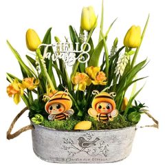   Tavaszi dekoráció - Méhecskés Asztaldísz - Csináld Magad Csomag