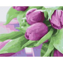 Lila Tulpen - Malen-nach-Zahlen-Set auf Keilrahmen 40x50