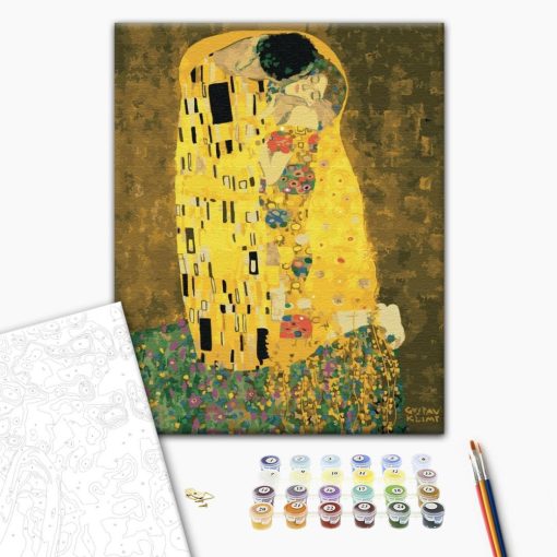 Der Kuss - Gustav Klimt - Malen-nach-Zahlen-Set auf Keilrahmen 40x50