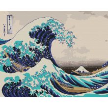 Die große Welle vor Kanagawa - Hokusai - Malen-nach-Zahlen-Set auf Keilrahmen 40x50