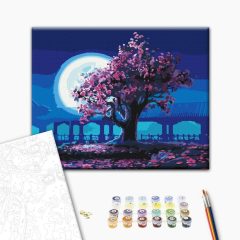   Kirschbaum im Mondlicht - Malen-nach-Zahlen-Set auf Keilrahmen 40x50