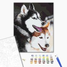 Husky-Liebe - Malen-nach-Zahlen-Set auf Keilrahmen 40x50