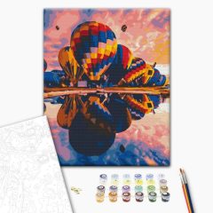   Heißluftballon Treffen - Malen-nach-Zahlen-Set auf Keilrahmen 40x50