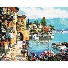 Hafen im Sommer - Malen-nach-Zahlen-Set auf Keilrahmen 40x50