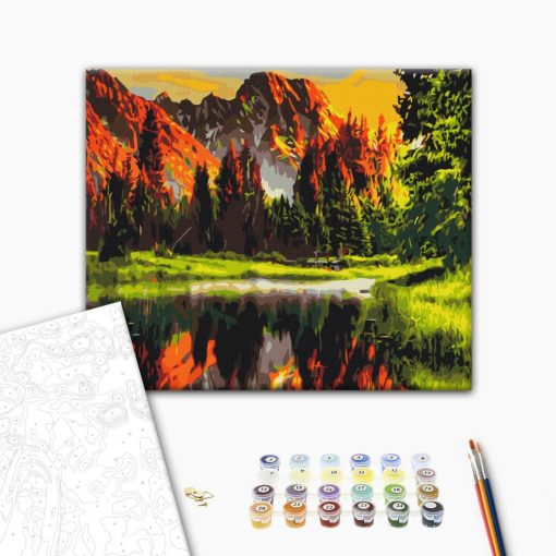 Sonnenuntergang im Tal - Malen-nach-Zahlen-Set auf Keilrahmen 40x50