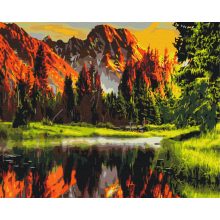 Sonnenuntergang im Tal - Malen-nach-Zahlen-Set auf Keilrahmen 40x50