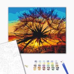   Löwenzahn bei Sonnenuntergang - Malen-nach-Zahlen-Set auf Keilrahmen 40x50