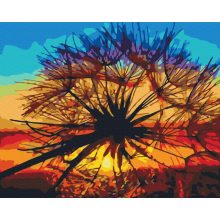 Löwenzahn bei Sonnenuntergang - Malen-nach-Zahlen-Set auf Keilrahmen 40x50