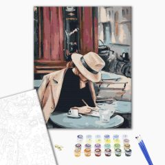 Dame mit Hut - Malen-nach-Zahlen-Set auf Keilrahmen 40x50