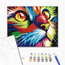 Pop-Art Katze - Malen-nach-Zahlen-Set auf Keilrahmen 40x50