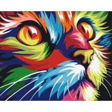 Pop-Art Katze - Malen-nach-Zahlen-Set auf Keilrahmen 40x50