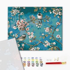   Meise auf Ästen - Malen-nach-Zahlen-Set auf Keilrahmen 40x50