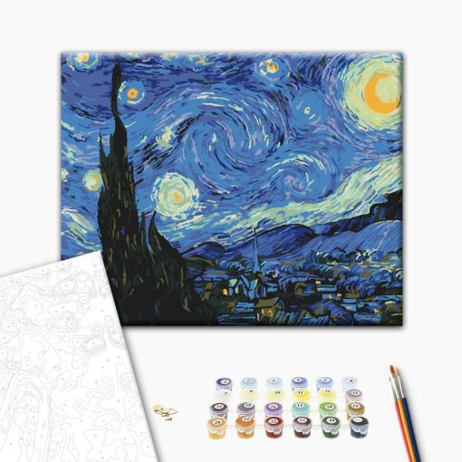 Sternennacht - Van Gogh - Malen-nach-Zahlen-Set auf Keilrahmen 40x50