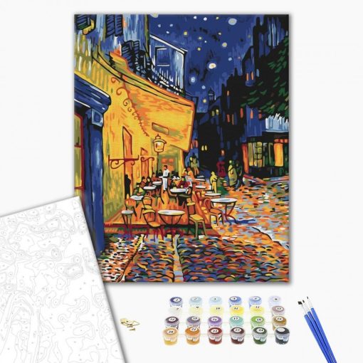 Nachtcafé - Van Gogh - Malen-nach-Zahlen-Set auf Keilrahmen 40x50