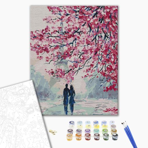 Romantischer Weg - Malen-nach-Zahlen-Set auf Keilrahmen 40x50