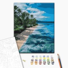   Strandabschnitt im Paradies - Malen-nach-Zahlen-Set auf Keilrahmen 40x50