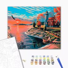 Malerischer Sonnenaufgang - Malen-nach-Zahlen-Set auf Keilrahmen 40x50