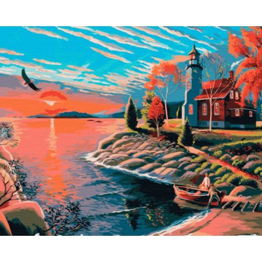 Malerischer Sonnenaufgang - Malen-nach-Zahlen-Set auf Keilrahmen 40x50