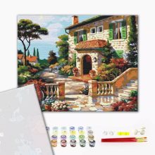 Sonnige Straße - Malen-nach-Zahlen-Set auf Keilrahmen 40x50