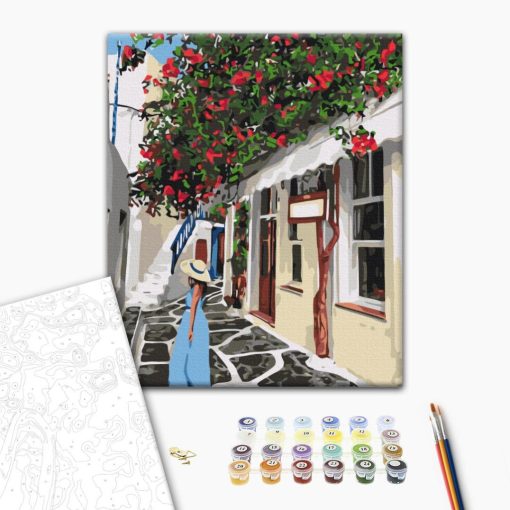 Egy nap Santorinin - Számfestő készlet kereten 40x50
