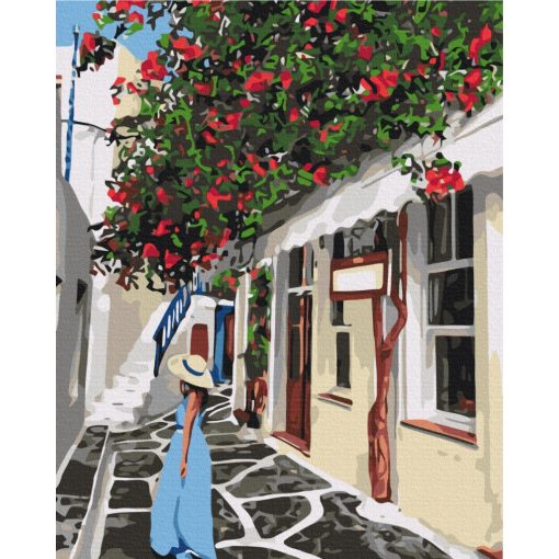 Egy nap Santorinin - Számfestő készlet kereten 40x50