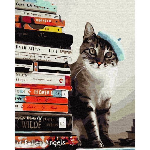 Lesende Katze - Malen-nach-Zahlen-Set auf Keilrahmen 40x50