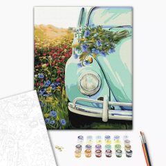 Retro-Feld - Malen-nach-Zahlen-Set auf Keilrahmen 40x50