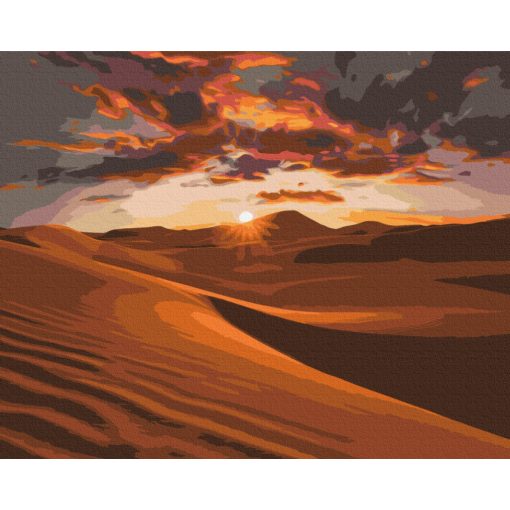 Sonnenuntergang über den Dünen - Malen-nach-Zahlen-Set auf Keilrahmen 40x50