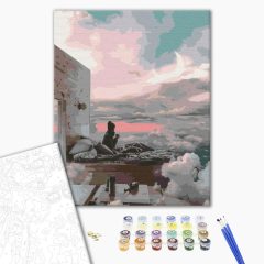   Zuhause in den Wolken - Malen-nach-Zahlen-Set auf Keilrahmen 40x50