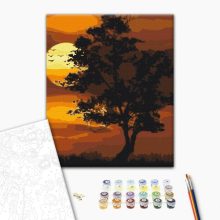 Lángoló naplemente - Számfestő készlet kereten 40x50