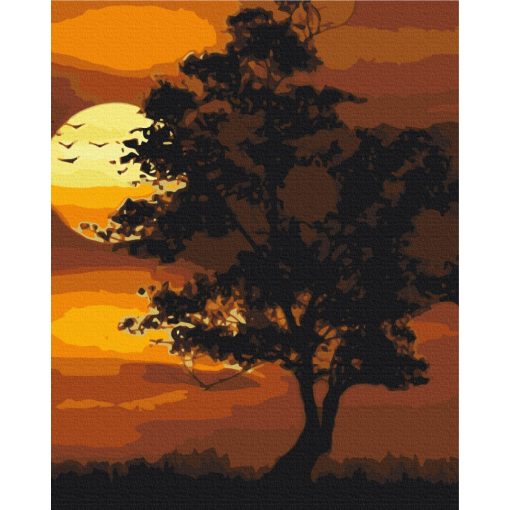 Lángoló naplemente - Számfestő készlet kereten 40x50