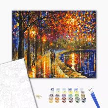 Spaziergang in einem hellen Park - Malen-nach-Zahlen-Set auf Keilrahmen 40x50