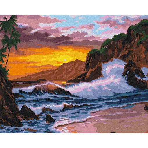 Tosende Wellen - Malen-nach-Zahlen-Set auf Keilrahmen 40x50