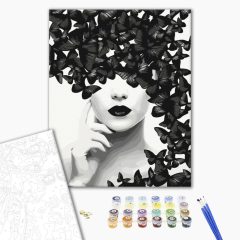   Das Geheimnis der Schmetterlinge - Malen-nach-Zahlen-Set auf Keilrahmen 40x50