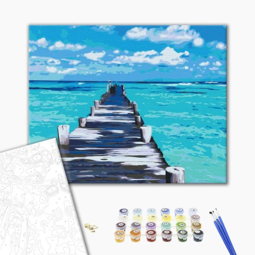 Die blaue Unendlichkeit - Malen-nach-Zahlen-Set auf Keilrahmen 40x50