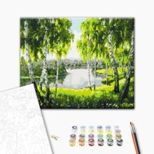 Birkenwald - Malen-nach-Zahlen-Set auf Keilrahmen 40x50