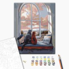 Zwei am Fenster - Malen-nach-Zahlen-Set auf Keilrahmen 40x50
