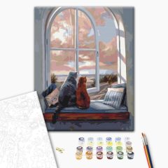 Zwei am Fenster - Malen-nach-Zahlen-Set auf Keilrahmen 40x50