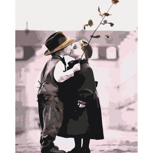 Erster Kuss – Malen nach Zahlen Set auf Rahmen 40x50 cm