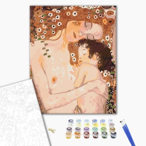 Mutter mit Kind (Ausschnitt) - Gustav Klimt - Malen-nach-Zahlen-Set auf Keilrahmen 40x50